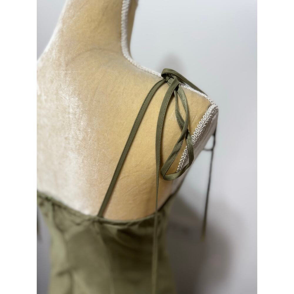 &merci Satin Cowl Neck Slip Midi Dress Size M in Olive Green NWOT - Picture 6 of 8
